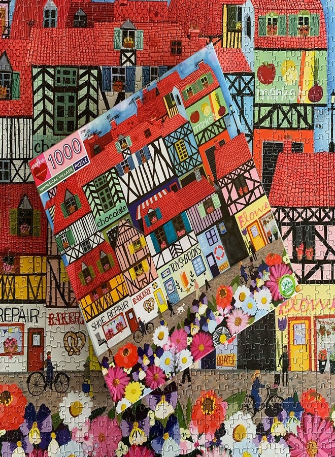 eeBoo: Piece and Love Whimsical Village 1000-piece square Jigsaw Puzzle for Adults and Families, Includes Glossy, Sturdy Pieces and Minimal Puzzle Dust - Image 4